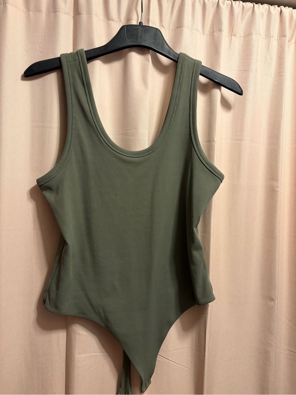 nuuds Olive Green Ribbed Scoop Bodysuit